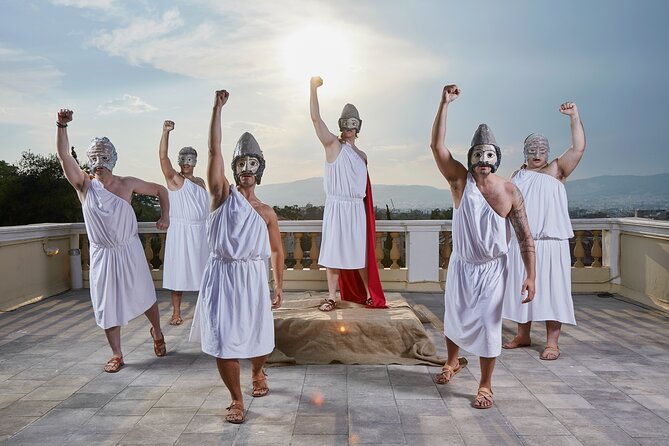 Athens Skip the Line: Open Air Ancient Greek Theatre Performance - The outdoor rooftop vibe and the Acropolis backdrop